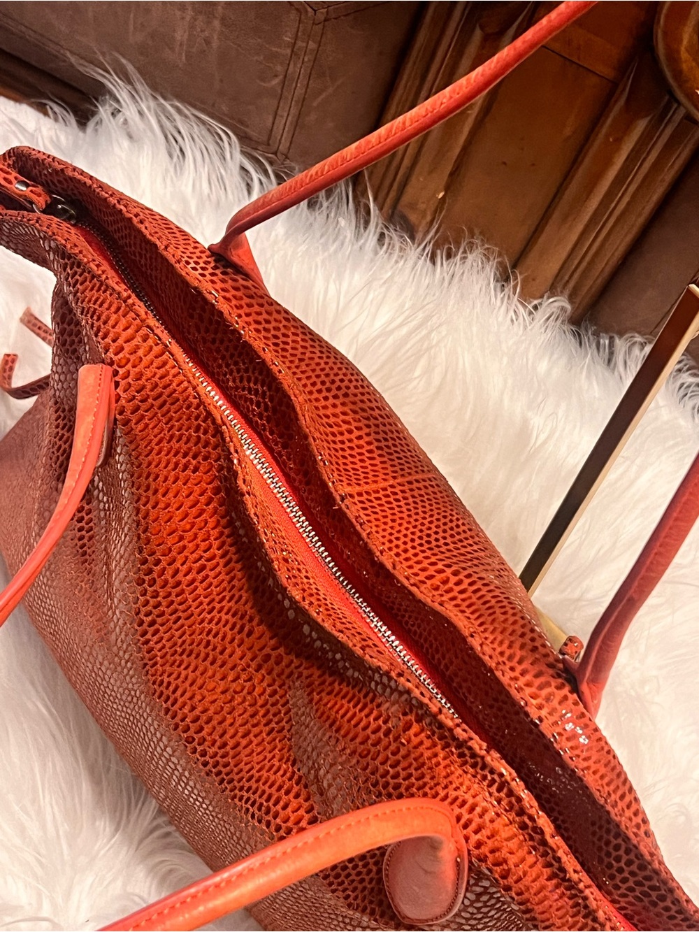 Sorial  Velvety Soft Snake Embossed  Leather hobo shoulder bag - Picture 10 of 14